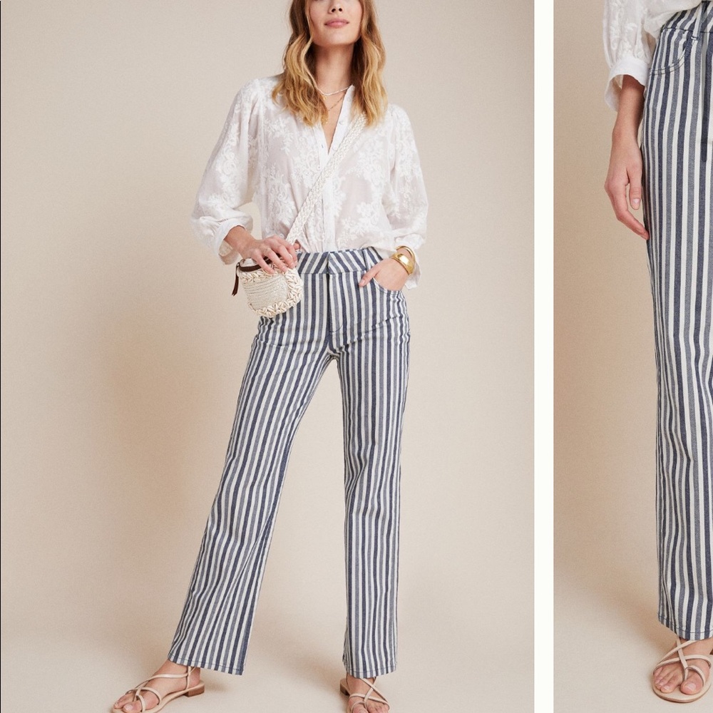 NWT Anthropologie Alena striped bootcut pants 26